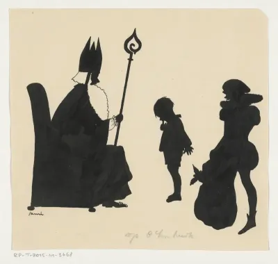 Jongen bij Sinterklaas en Piet