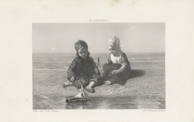 Jongen en meisje aan zee