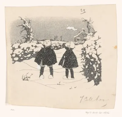 Jongen en meisje in de sneeuw