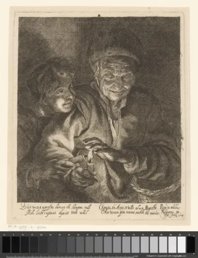 Jongen en oude vrouw met kaarsen