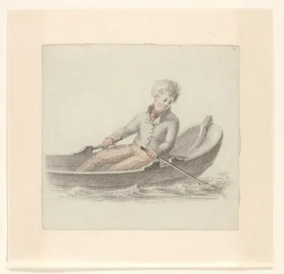 Jongen in een roeiboot