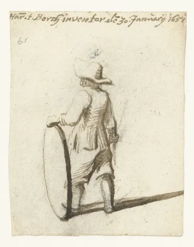 Jongen met een hoepel, van achteren