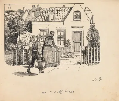 Jongen met emmers bij Huize Zeemansrust