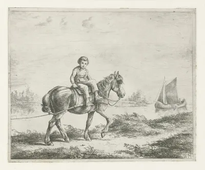 Jongen op een jaagpaard