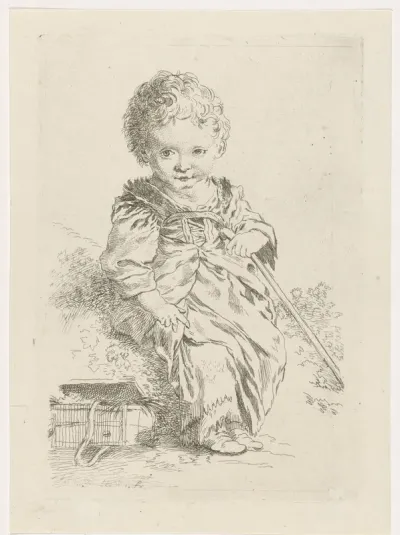 Jongetje met wandelstok