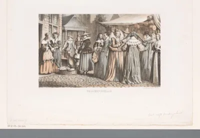 Jonkvrouwen op een markt