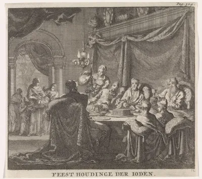 Joodse familie aan tafel tijdens een Joods feest