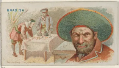 Joseph Bradish, Depositing His Jewels, from the Pirates of the Spanish Main series (N19) for Allen & Ginter Cigarettes
