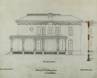 Joseph H. Lathrop House Addition, Elmhurst, Illinois, Elevation and Section
