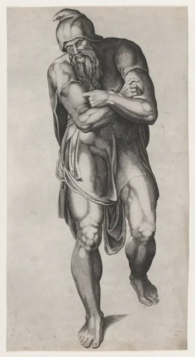 Joseph of Arimathea, after Michelangelo's Crucifixion fresco in the Cappella Paolina, Vatican