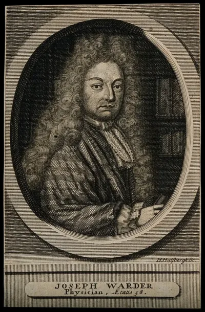 Joseph Warder. Line engraving by H. Hulsbergh, 1720