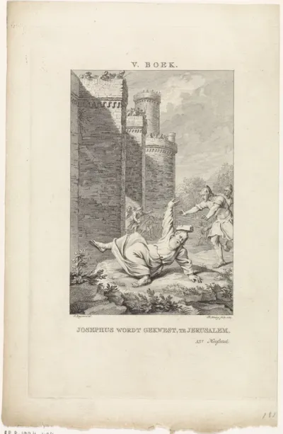 Josephus door een steen geraakt