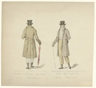 Journal des Dames et des modes, Costume Parisien, 1803-1804 : Redingotte à la Charlemagne...
