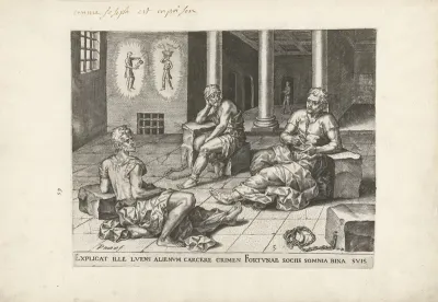 Jozef in de gevangenis met de bakker en de schenker