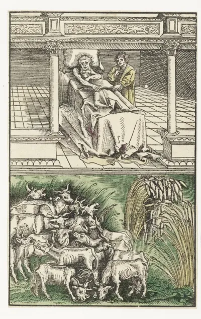 Jozef verklaart de dromen van Farao