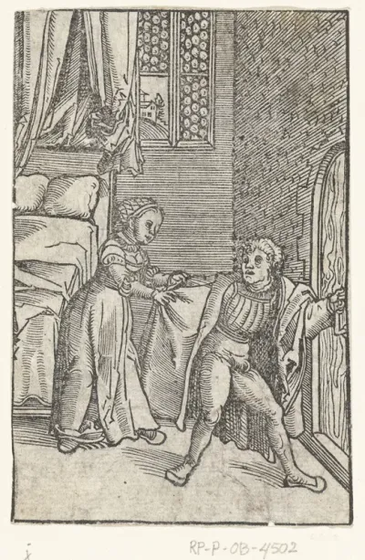 Jozef vlucht weg van de vrouw van Potifar