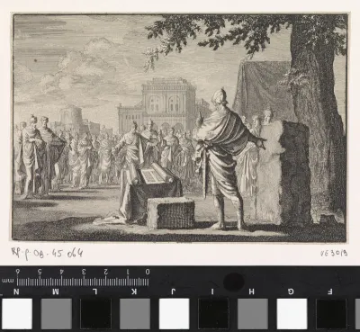 Jozua richt een gedenksteen op