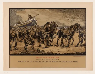 Jubileumprent van de Noord- en Zuid-Hollandsche Redding-Maatschappij