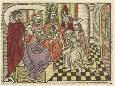 Judas bij de hogepriesters om Christus te verraden