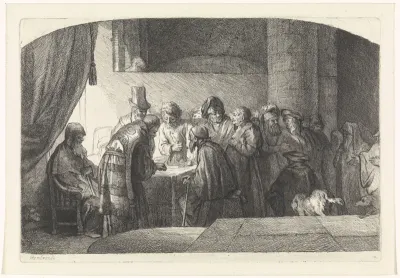 Judas ontvangt zilverstukken voor zijn verraad