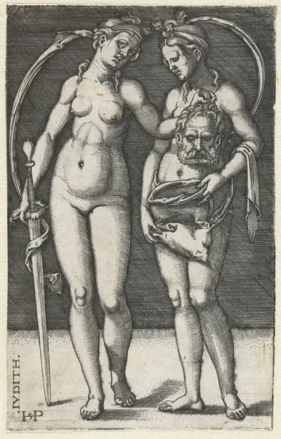 Judith met hoofd van Holofernes en dienstmaagd