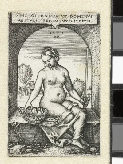 Judith met hoofd van Holofernes in raamopening