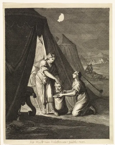 Judith stopt het hoofd van Holofernes in een zak