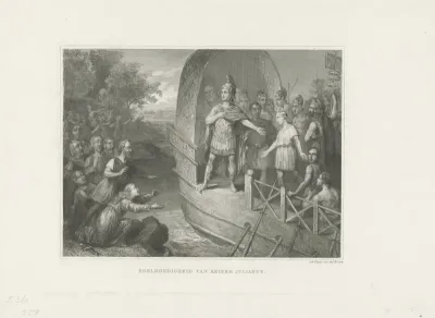 Julianus bezorgt de gegijzelde zoon terug bij de leider der Chamaven, ca. 350-363