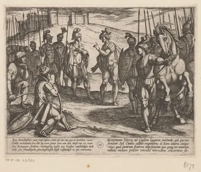 Julius Civilis onderhandelt met een Romeins bevelhebber