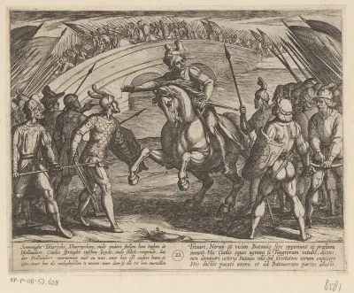 Julius Civilis scheidt de Duitse en Nederlandse troepen