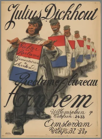 Julius Dickhout Reclame-bureau Arnhem Amsterdam. Pachter van de reclame in de Gemeentetram te Arnhem.
