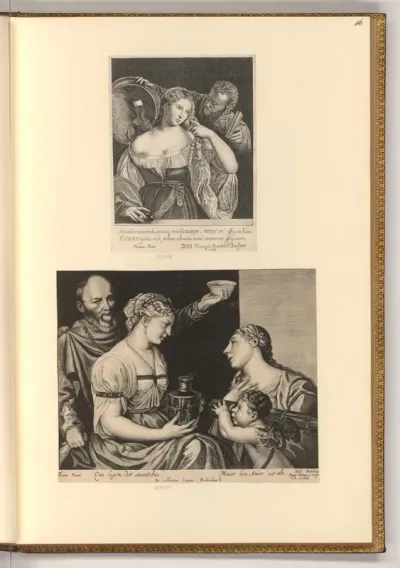 Junges Mädchen vor einem Spiegel; Quis legem det amantibus? Maior lex Amor est sibi (Allegorie auf den Triumph der Liebe)