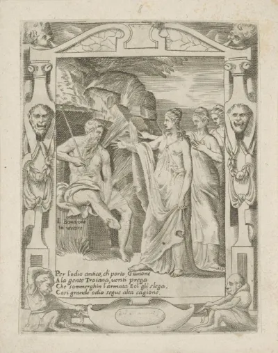 Juno vraagt Aeolus een storm op te wekken