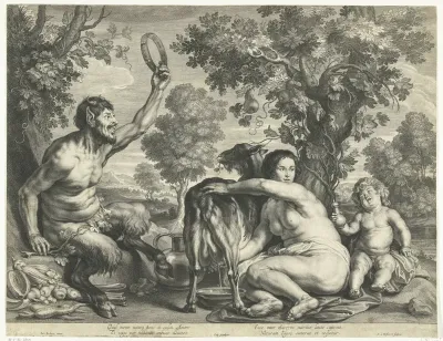 Jupiter als kind gevoed met melk van de geit Amalthea