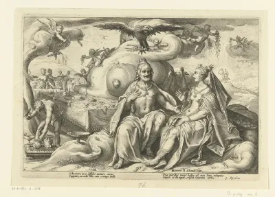 Jupiter en Juno discussiëren over de vraag bij welke van de seksen de lust in liefde groter is
