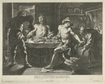 Jupiter en Mercurius in het huis van Philemon en Baucis