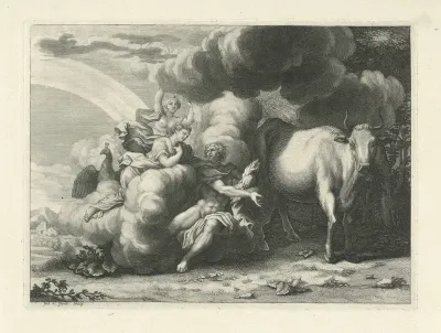 Jupiter geeft de koe Io als geschenk aan Juno