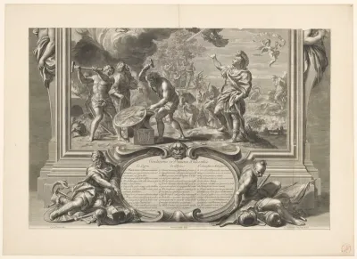 Jupiter laat het schild van Theseus smeden door de cyclopen