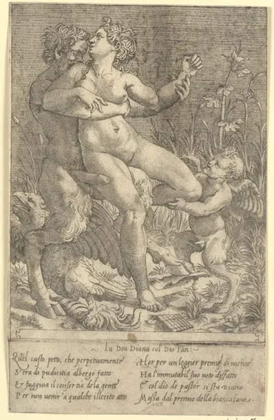 Jupiter transformé en Satyre et Diane