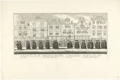 Juridische staf in de lijkstoet van Anna van Hannover te Delft, 1759