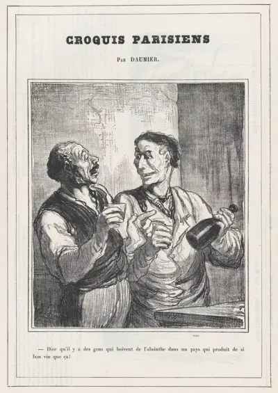 Just imagine that there are people drinking absinthe..., from 'Parisian sketches,' published in Le Petit Journal pour Rire, January 30, 1864