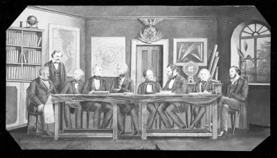 Justus von Liebig and eight others seated in a committee
