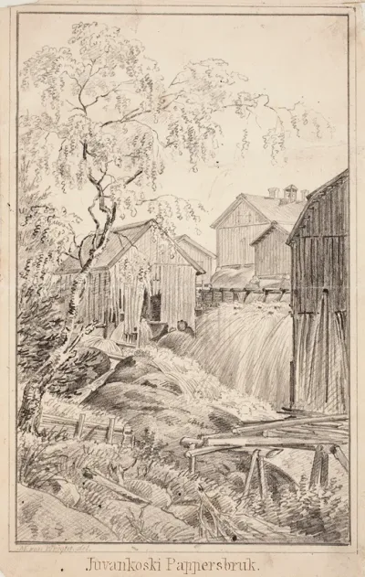 Juvankoski Paper Mill, original drawing for Finland Depicted in Drawings