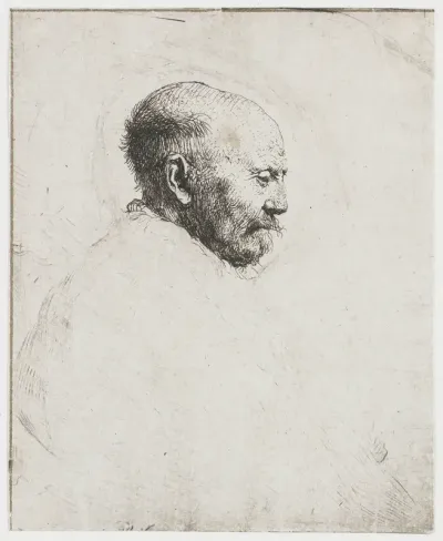 Kaalhoofdige oude man: profiel naar rechts; de vader van Rembrandt (?)
