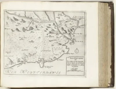 Kaart de omgeving van Palamos en Gerona, ca. 1693-1696