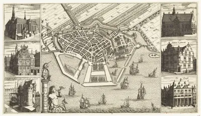 Kaart en voornaamste gebouwen van Hoorn