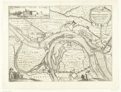 Kaart met beleg en verovering van Schenckenschans door Frederik Hendrik, 1635-1636