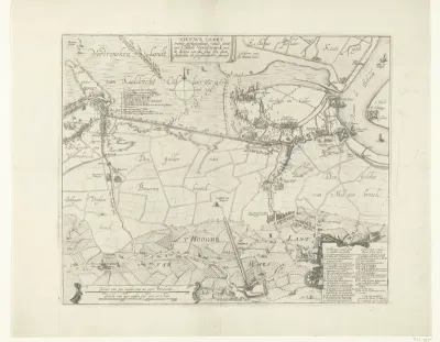 Kaart met de mislukte aanval op fort Kallo, 1638