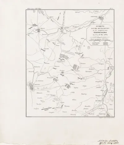 Kaart met de posities bij de slag bij Tourcoing, mei 1794