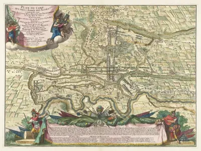 Kaart met de posities van de geallieerde en de Franse troepen West-Vlaanderen in juni en juli 1695.